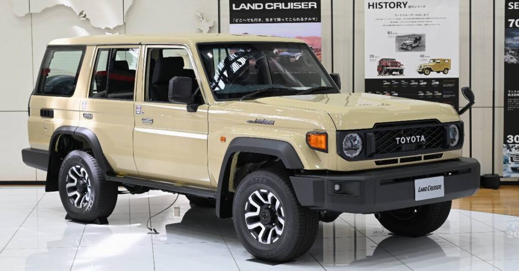 Toyota Land Cruiser in showroom, luxury & off-road
